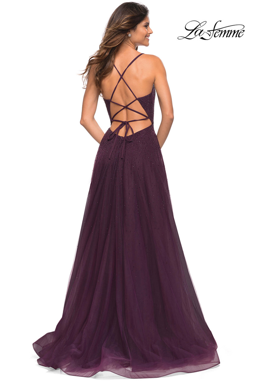 dark purple prom dresses